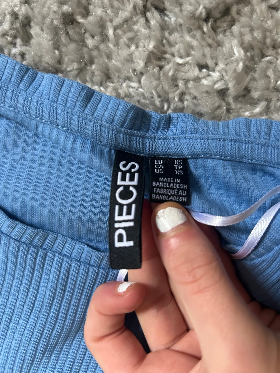 Blå ribbad topp från Pieces XS - 2