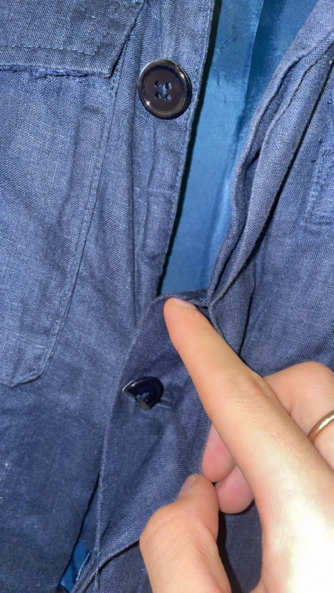 Mörkblå Stenströms overshirt i linne - 3