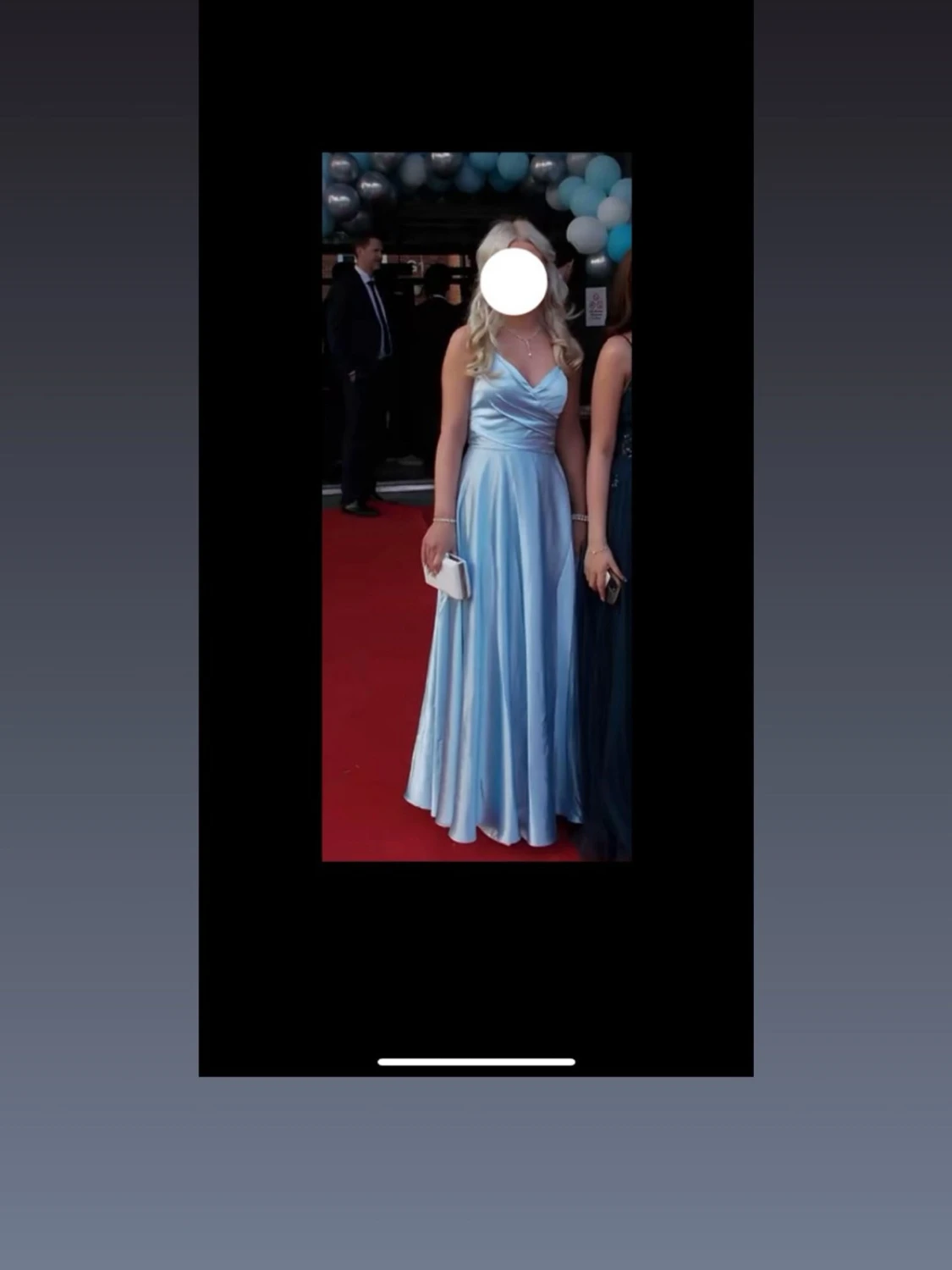 Ljusblå balklänning med snörning - 5