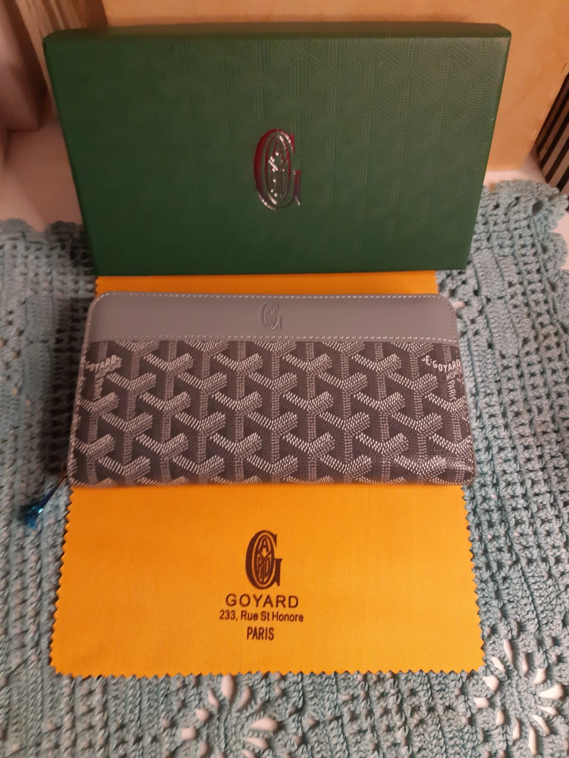 Goyard grå plånbok med mönster
