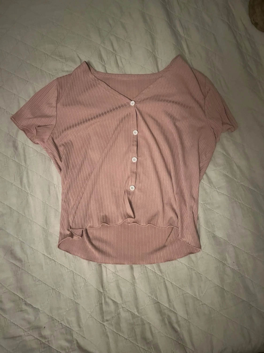 Rosa ribbad pyjamas set - 1