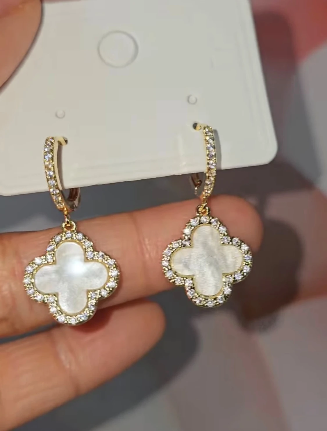 Guld clover pearl örhängen  - 1