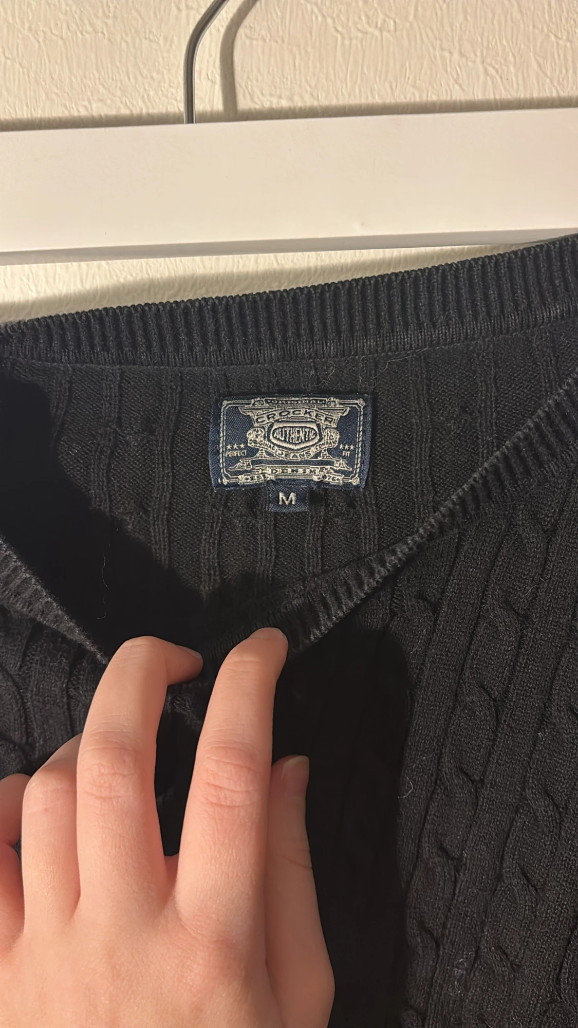 Svart kabelstickad tröja Crocker M - 1