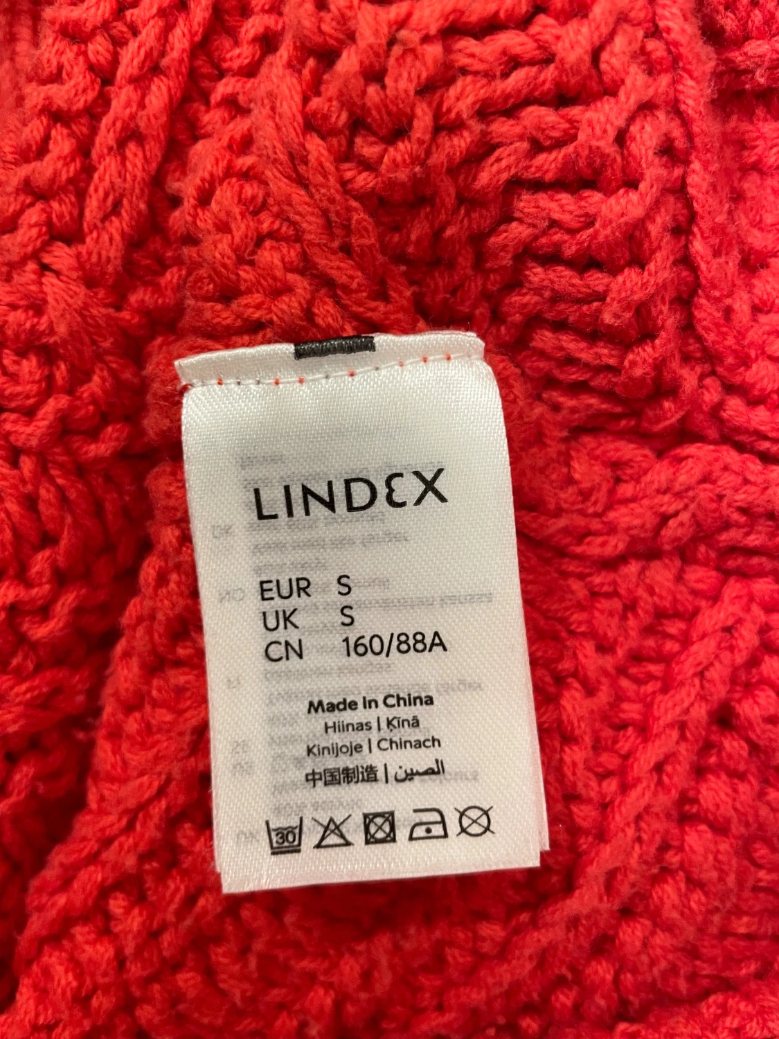 Röd stickad tröja från Lindex S - 2