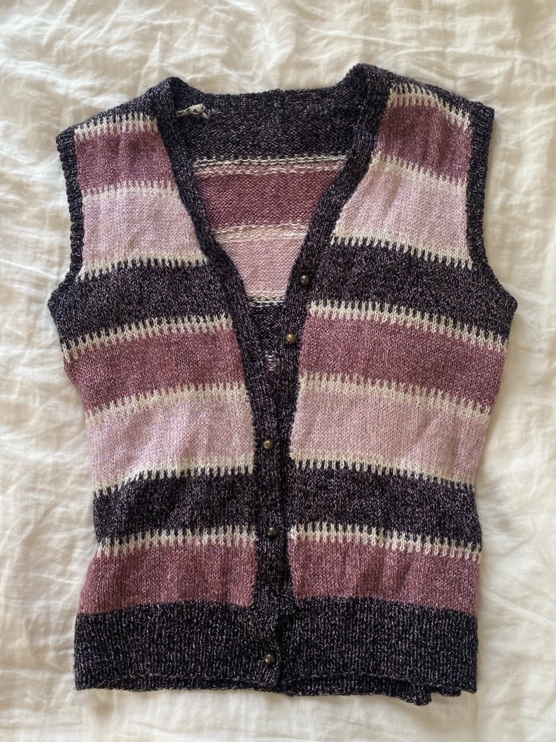 Lila randig stickad väst - 3