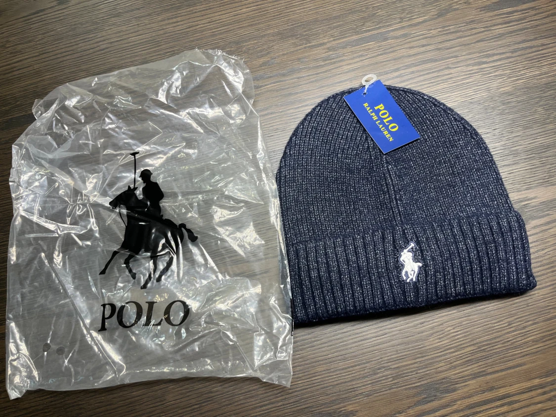 Mörkblå stickad mössa Polo Ralph Lauren