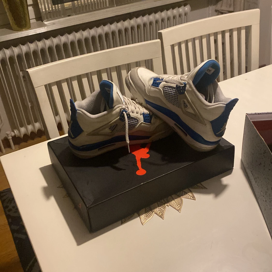 Nike Air Jordan 4 Retro Vit/Blå - 1
