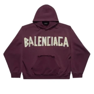 Balenciaga  - Balenciaga tape type ripped pocket  hoodie. Dark red. Sz M