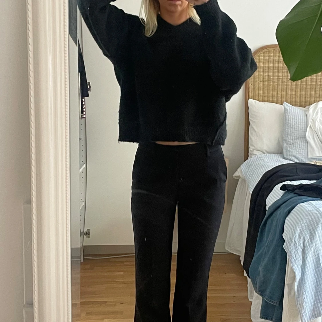 Svart stickad oversized tröja Topshop