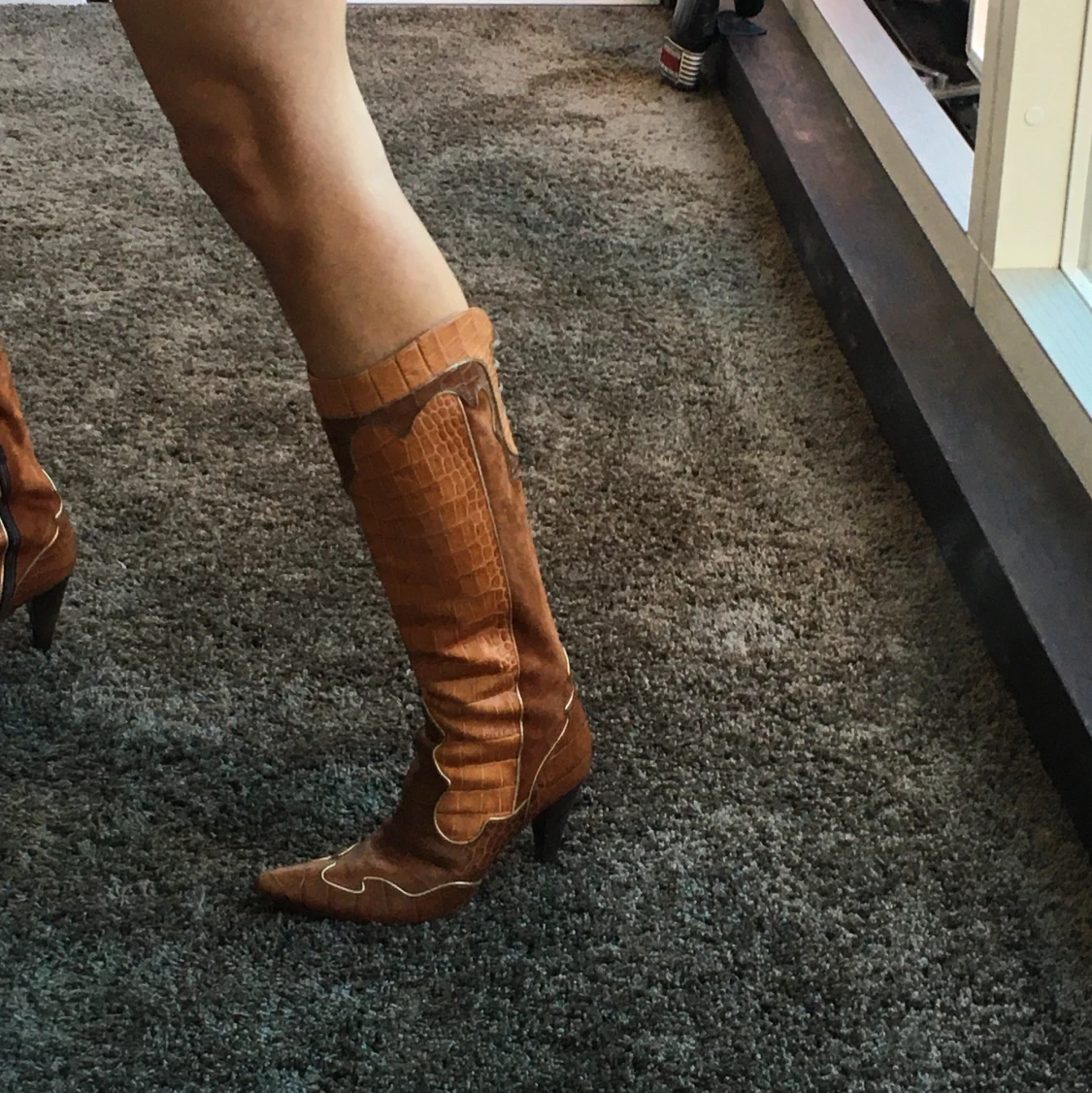 Beige/cognac skinnstövel - 90