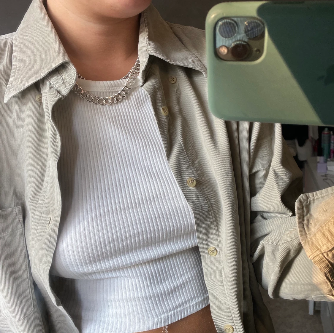 Beige oversized skjorta - 90