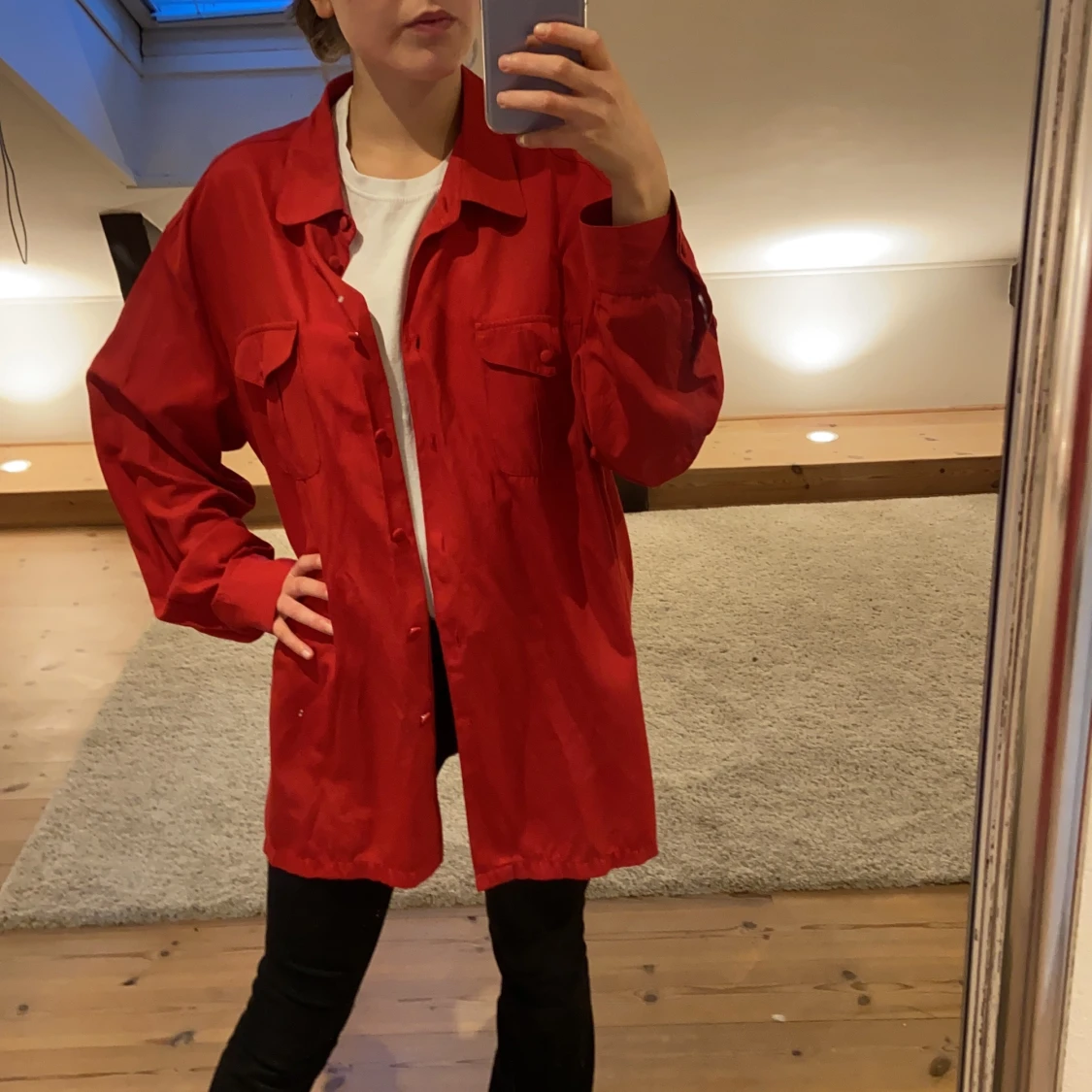 Röd lång skjorta - 90