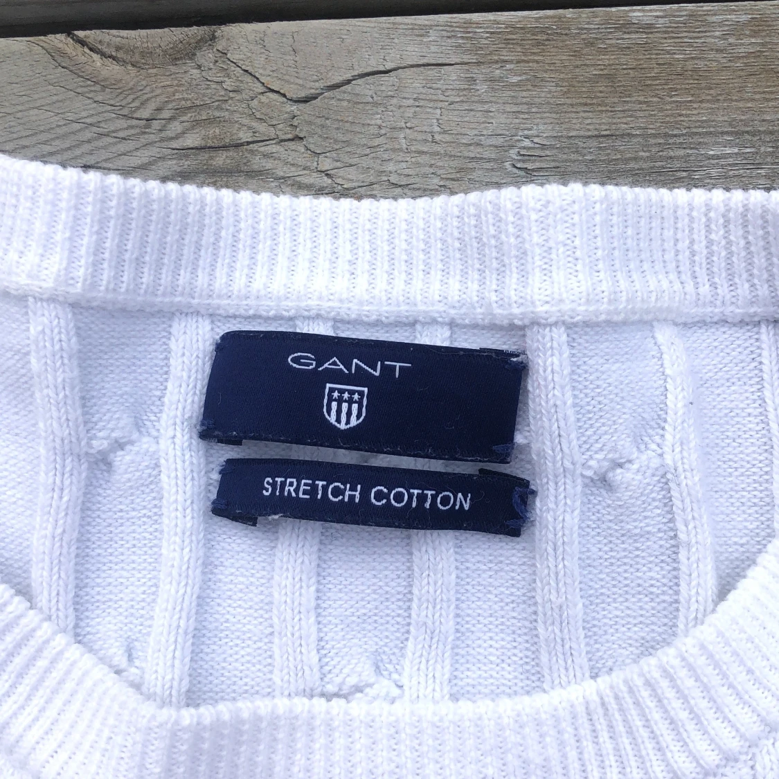 Vit kabelstickad gant - 91