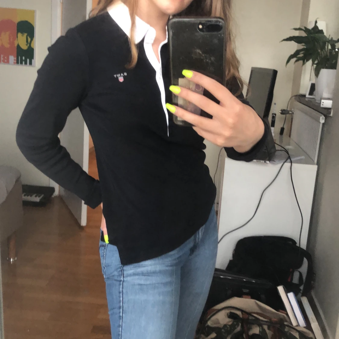 Marinblå Gant piké, st S - 90