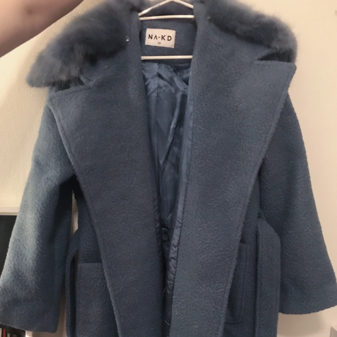 Blå päls kappa - 91