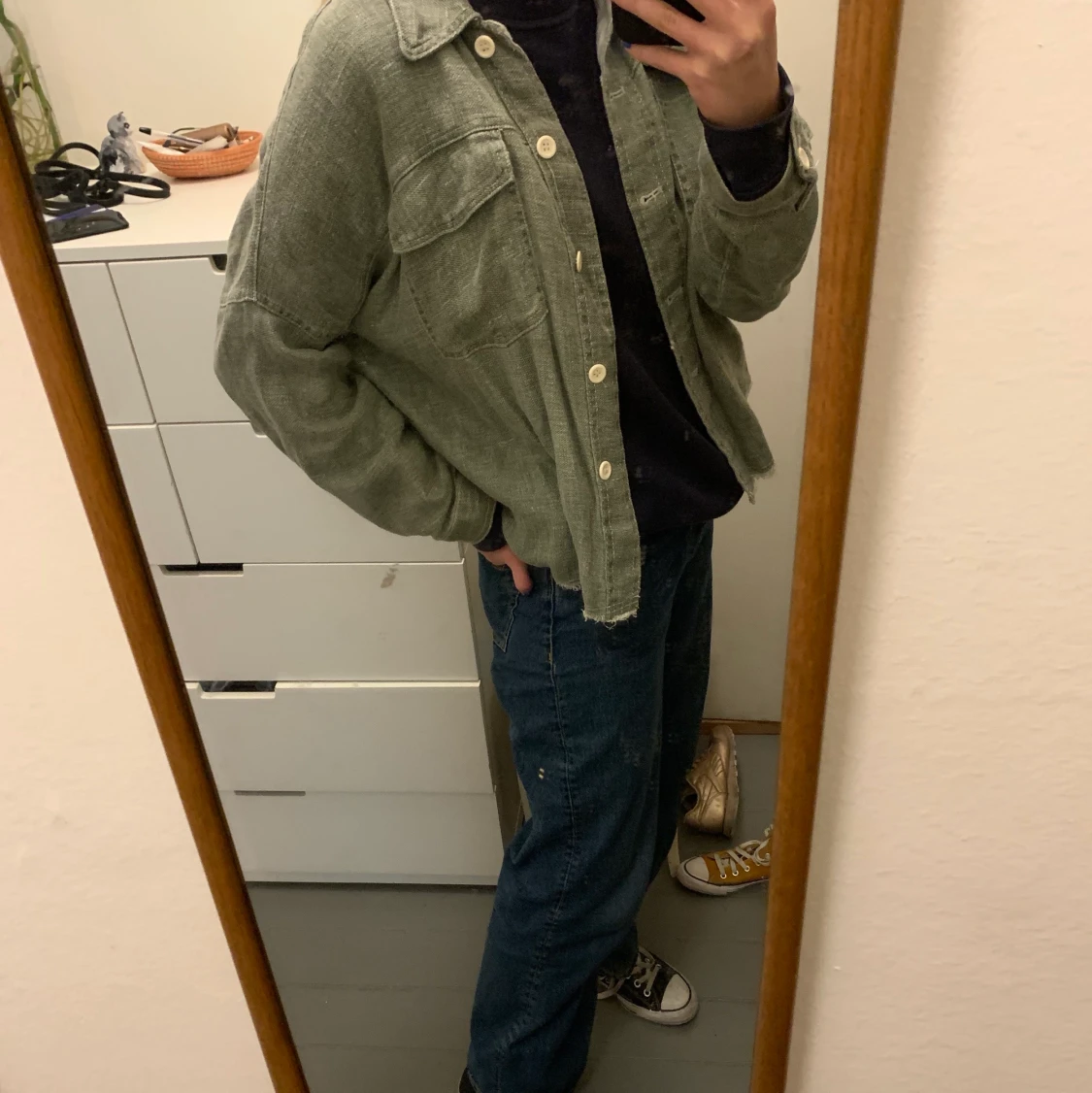 grön linne-jacka