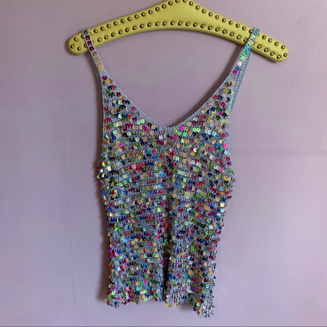 Vintage virkat linne m paljetter