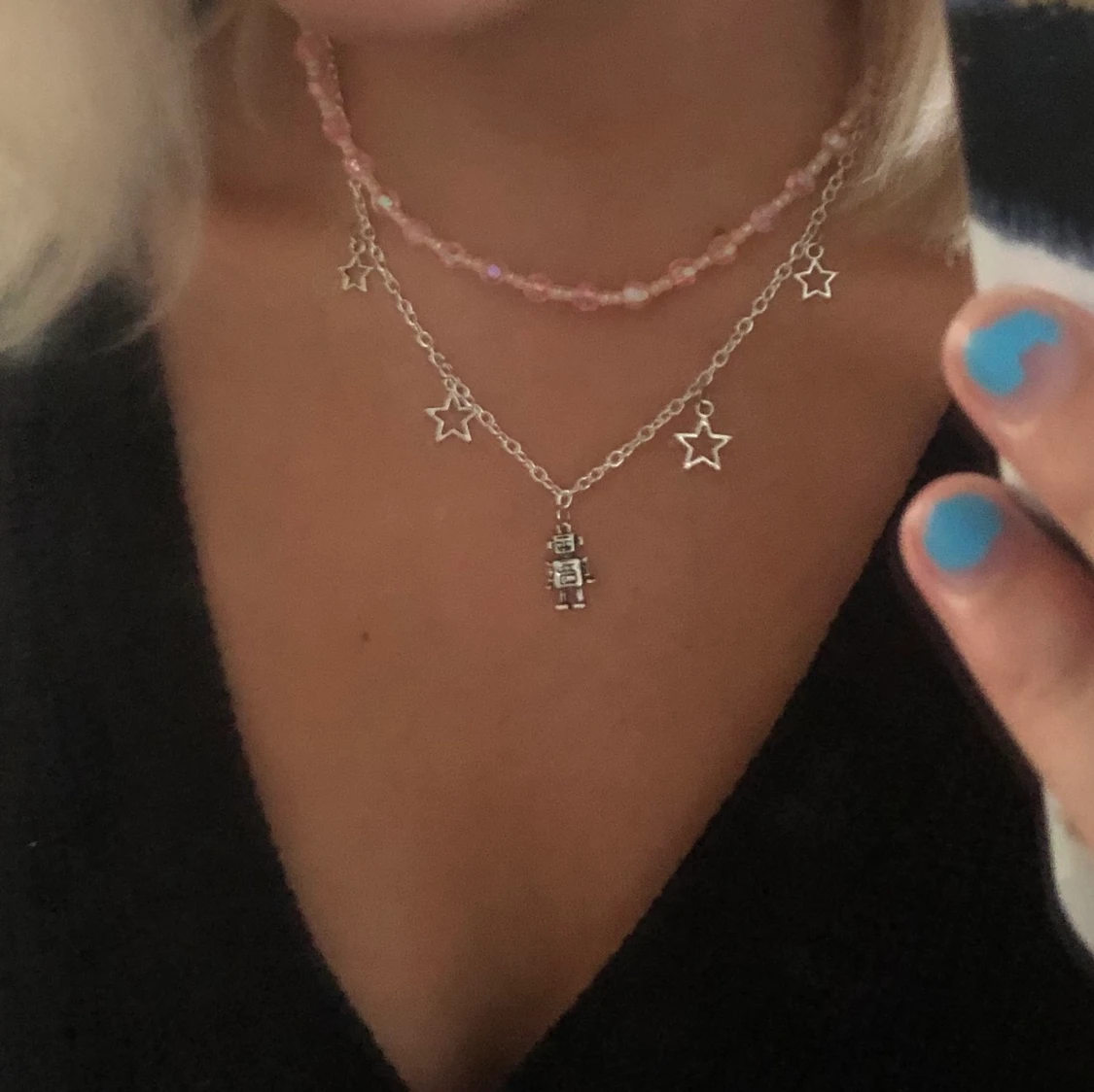 silvrigt halsband  - 90