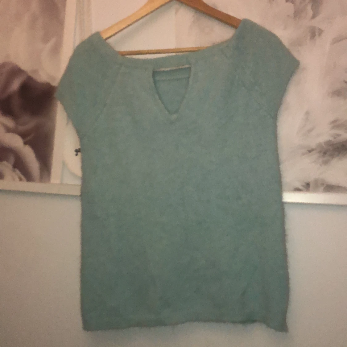 Ljusblå stickad topp - 90