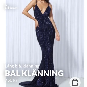 Blå lång balklänning - Helt ny klänning aldrig använd! Säljer pga att ja ej kan returera och den kom ej till användning. Strlk S/XS
