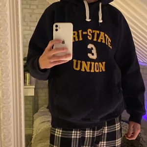 Vintage hoodie  - Säljer vintage hoodie då jag inte använder den, fått den av en kompis för jättelänge sen så har ingen aning om vart den kommer ifrån, hittar heller inte någon likadan på nätet. Storlek L, jag är 179cm lång. 
