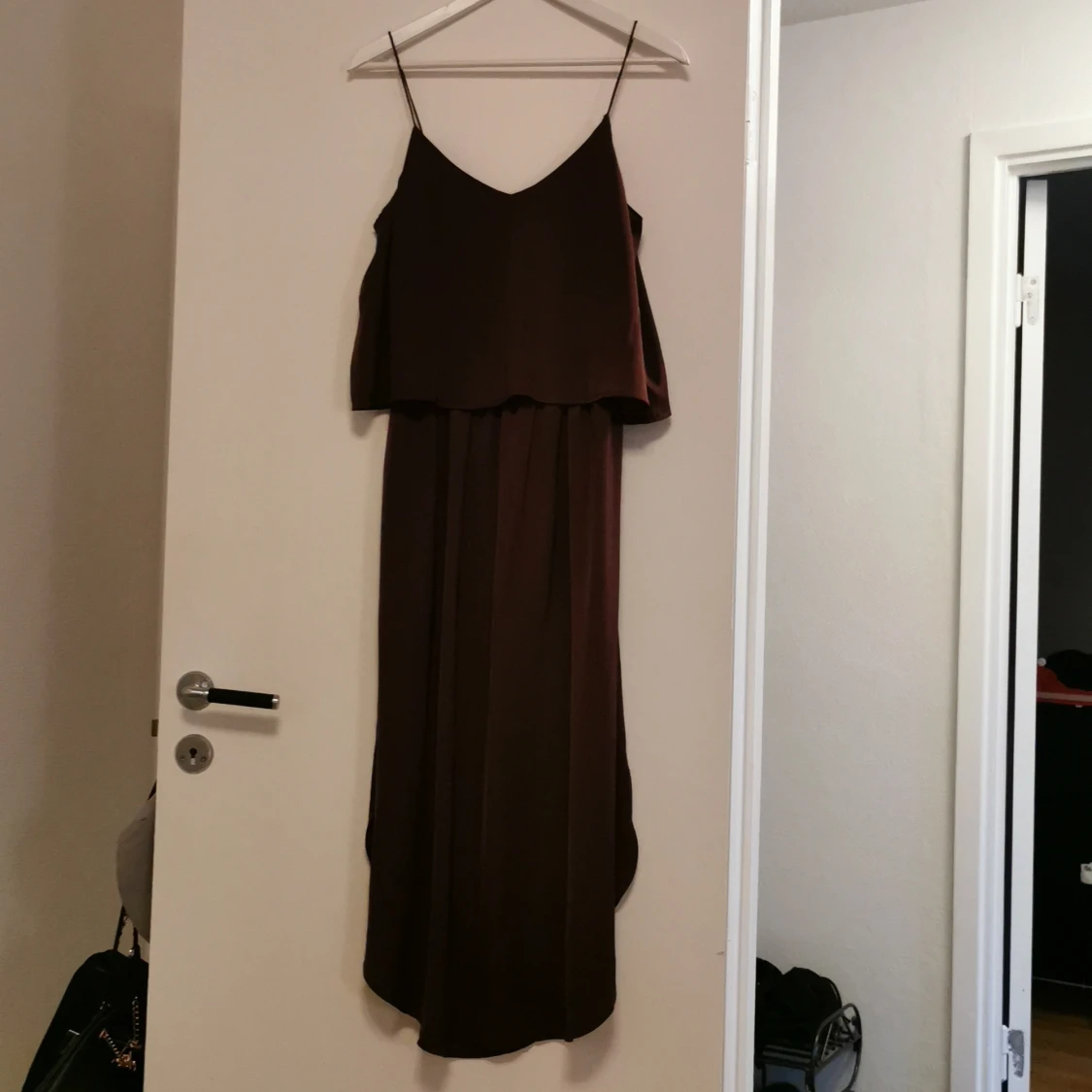 Mörk Vinröd,lång silkesklännig