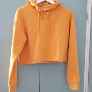  - Kort, senapsgul hoodie från Divided HM.