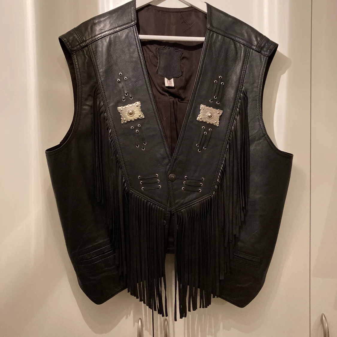 Motorcykel väst i läder strl XL