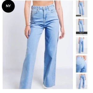 Madlady wide jeans  - Ljusblåa jeans med hög midja, storlek 34, helt nya med tags kvar, skickas tillbaka om ingen vill köpa då de är för småa för mig, jätte stretchiga och sitter supersnyggt🥰🥰