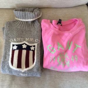  - Två fina Gant tröjor, grå i small och rosa i medium. Nypris på gråa är 1995:- och den rosa 1295:- 