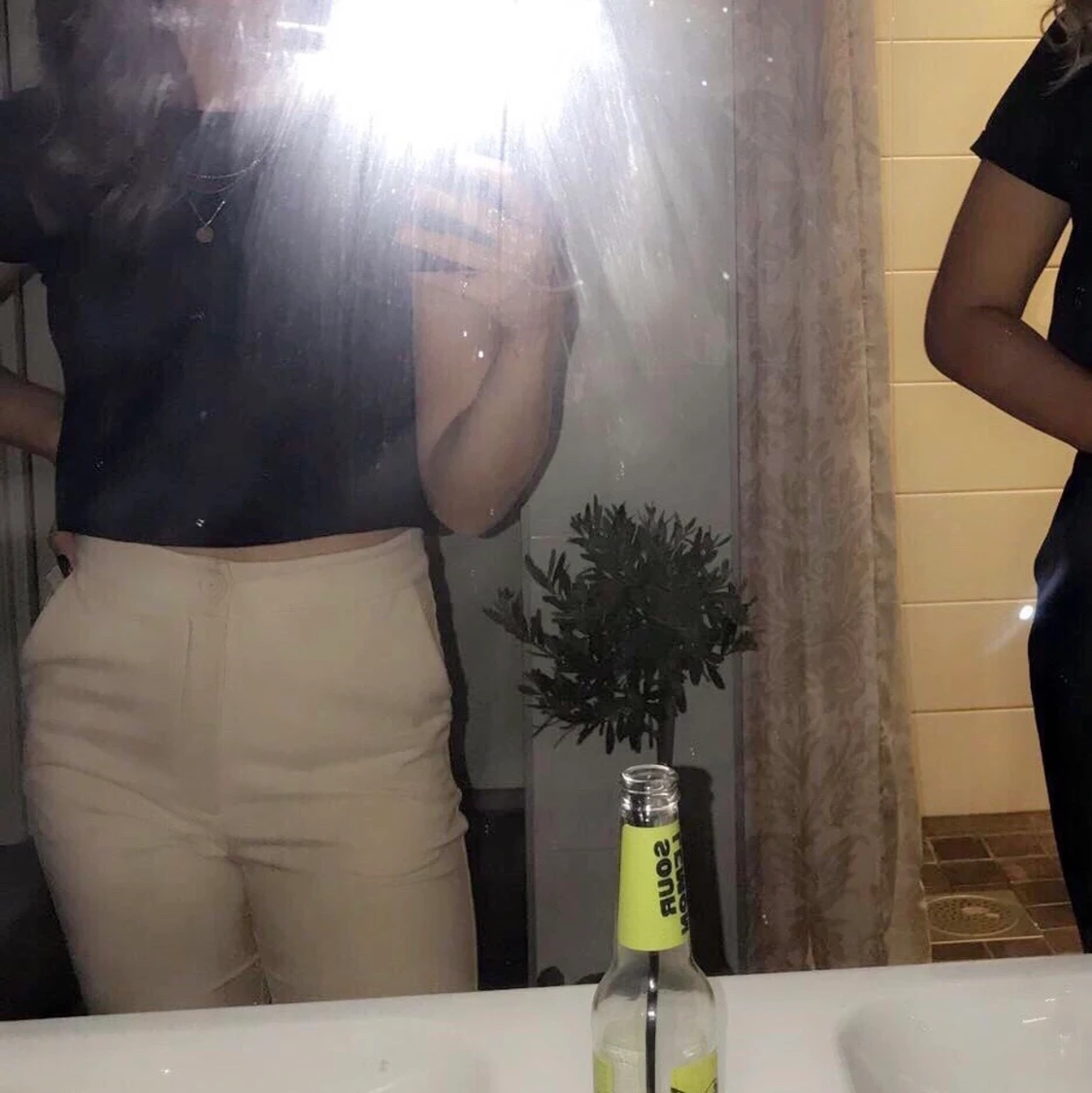 Kostymbyxor i beige - 90