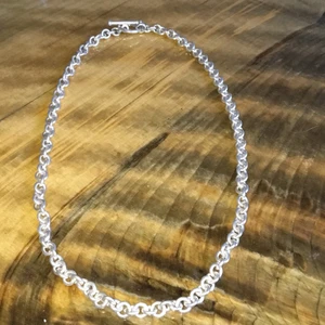 Silverkjedjehalsband - Silverhalsband, 43 cm långt. Äkta silver. 
