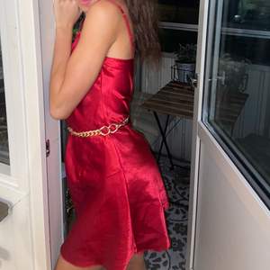 a cute red satin dress