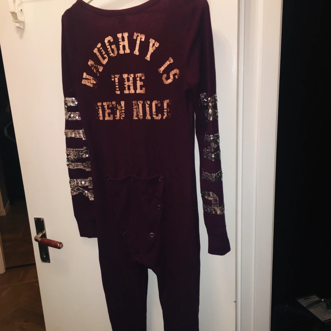 Victoria secret pink bling long pajama i vinröd  - 91