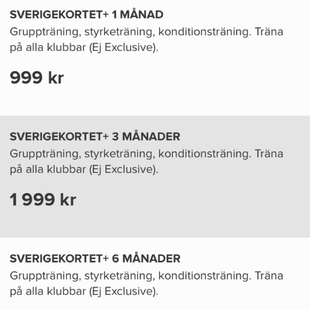 Du kan träna på alla gym i hela Sverige samt delta i alla grupppass! Ord. pris är 1999kr. Det startades 11/3-19, alltså har i skrivande stund endast en dag gått, därmed det låga priset. Förhandlar gärna☺️. Accessoarer.