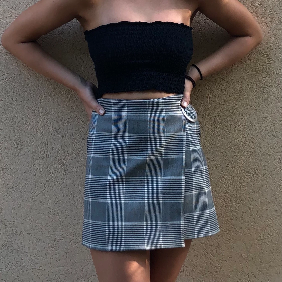 Checkered kjol från Weekday