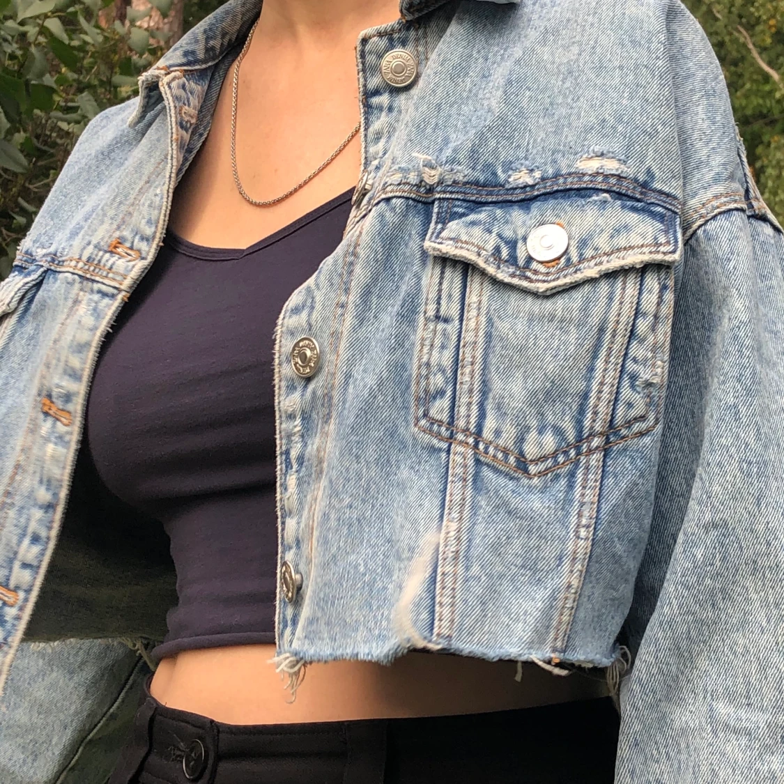 Cropped jeansjacka 