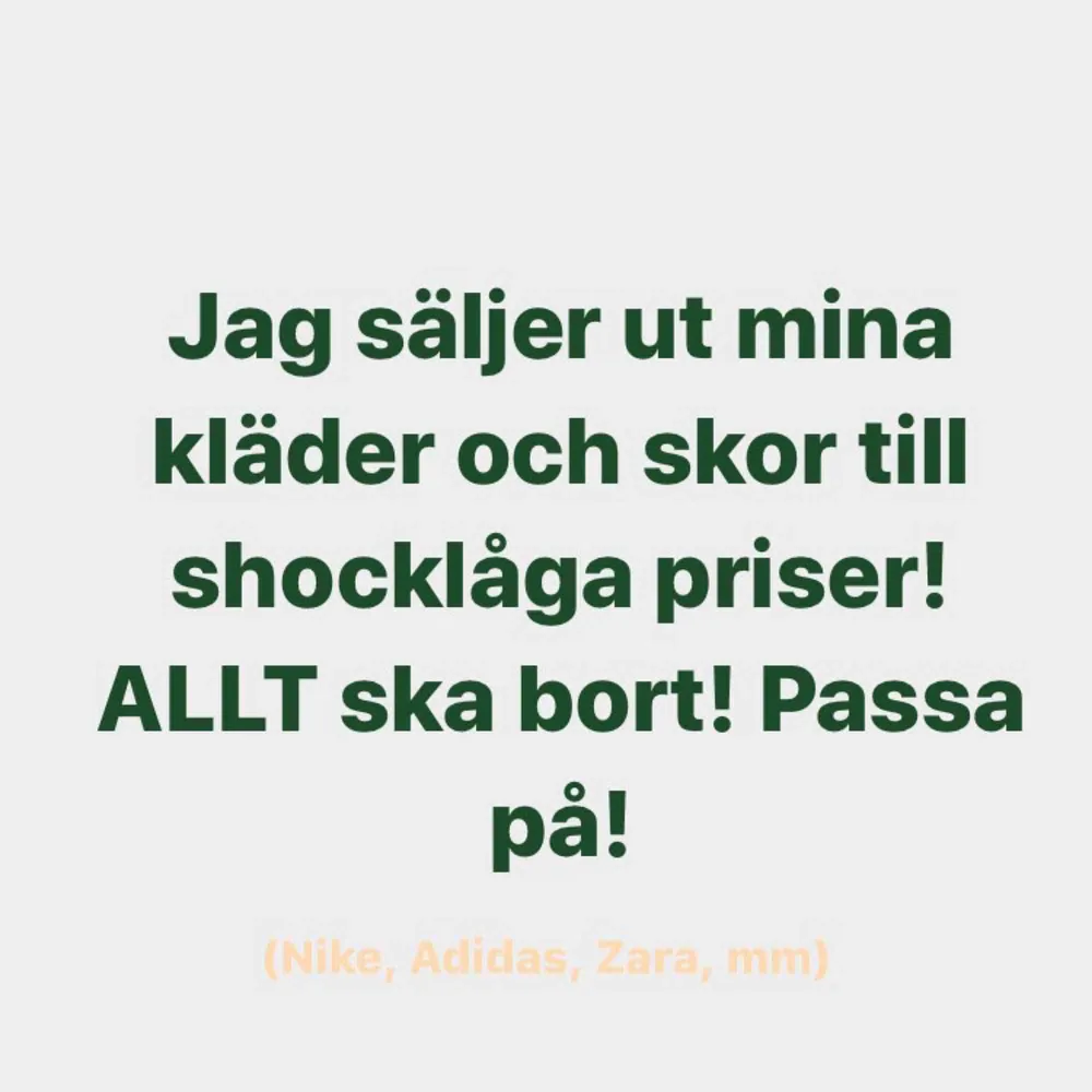 Säljer ut kläder och skor till superlåga priser! Allt ska bort! Så passa på! . Övrigt.