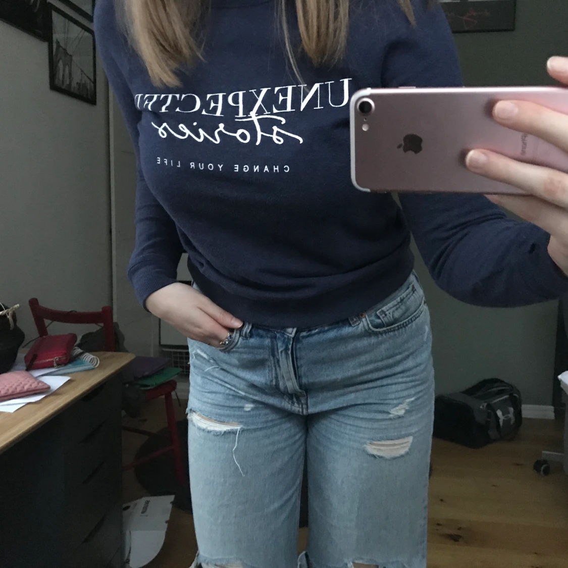 Marinblå Sweatshirt i strl XS🫐 - 91