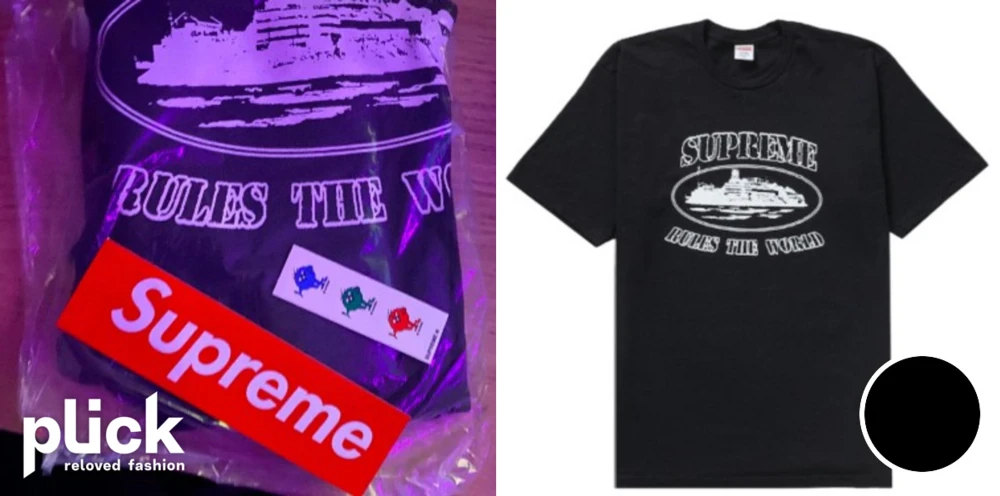 Svart Supreme/Corteiz Rules The World Tee
